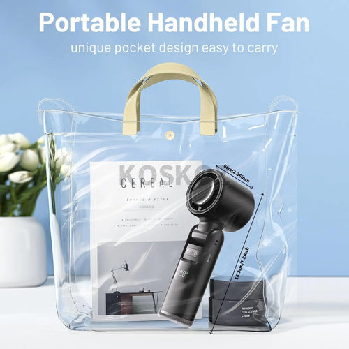 Portable Handheld Turbo Fan, 5 High-Speed Wind, 4000Mah, USB-C Battery Operated, 3 in 1 Personal Hand Fans with LED Display & Flashlight for Outdoor Activities, Travel, Beach Essentials #GLOBAL PICKS