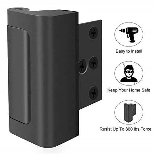 Home Security Door Lock For Inward Swinging Safety Door Lock With 3" Stop Withstand 800 Lbs - Color: Black