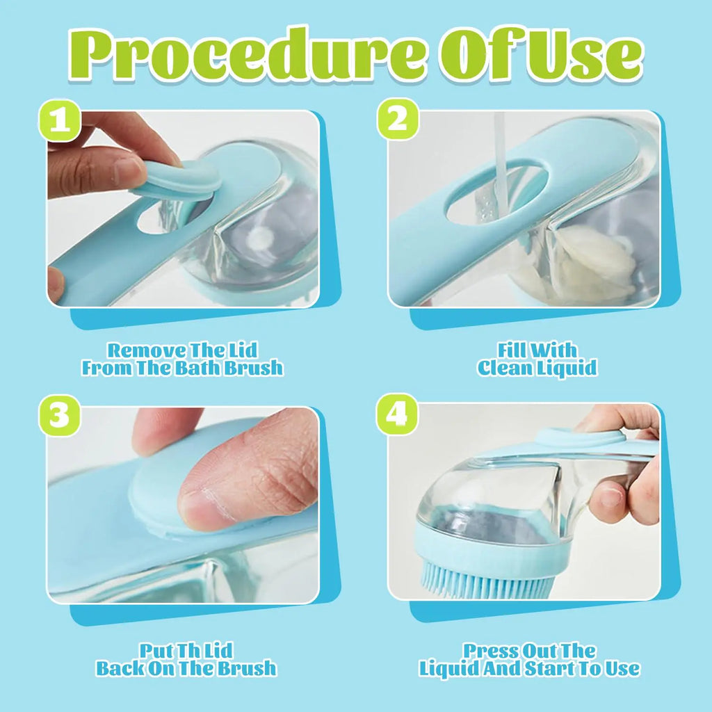 Pet Bath Brush with Shampoo Dispenser for Dogs & Cats, Ergonomic Handle, Gentle Massage Grooming Tool, Easy to Use, Essential Dog Bath Supply