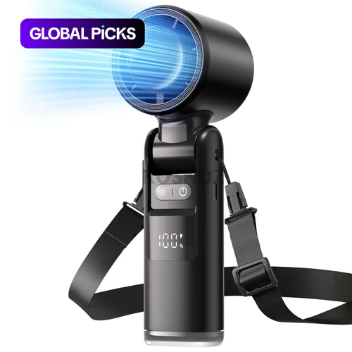 Portable Handheld Turbo Fan, 5 High-Speed Wind, 4000Mah, USB-C Battery Operated, 3 in 1 Personal Hand Fans with LED Display & Flashlight for Outdoor Activities, Travel, Beach Essentials #GLOBAL PICKS